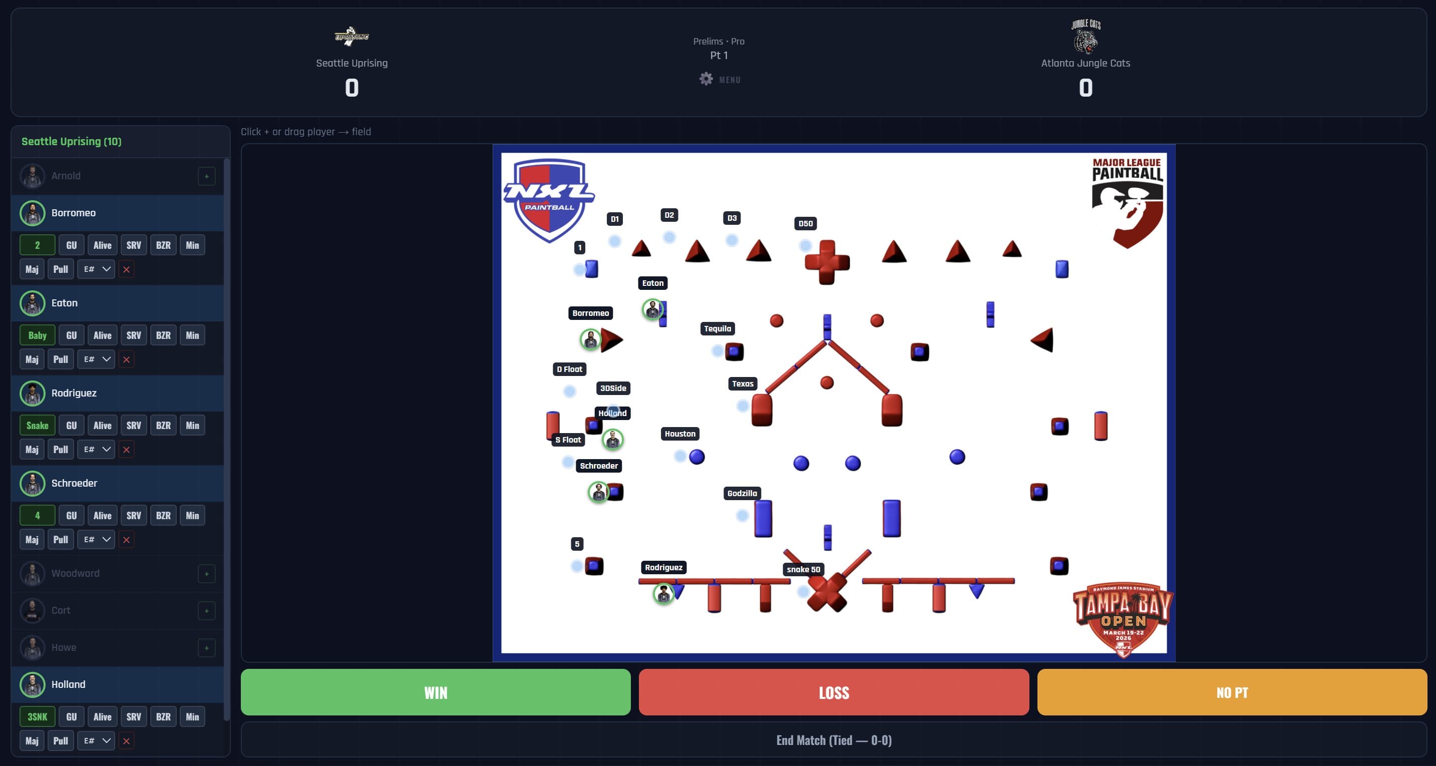 League Mode interface